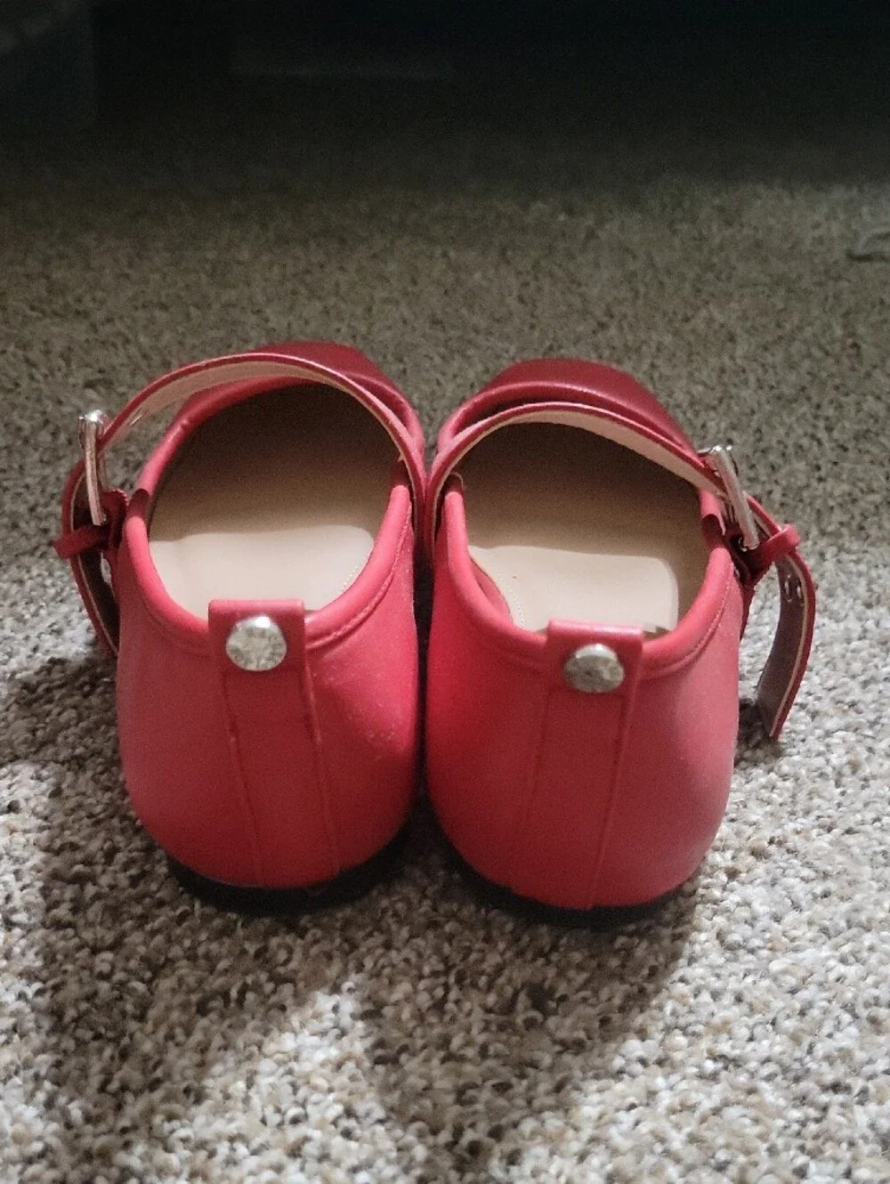 Red Mary Jane Flats with Buckle Strap